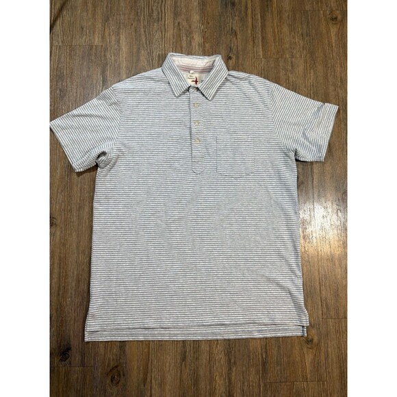 Relwen Other - Relwen Polo Shirt Mens XL Blue Gray Jersey Stripe Cotton Huckberry Luxury Soft